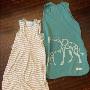 Pair of cotton lightweight sleep sacks 6-18 months